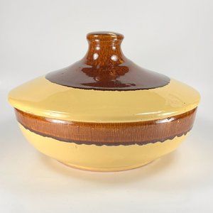 Vtg Watt Ovenware Stoneware Pottery 96 Casserole Dish Covered Yellow Brown USA